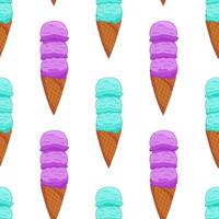 zoete naadloze patroon. cartoon kleurrijke kegel ijs patroon voor behang ontwerp. vector