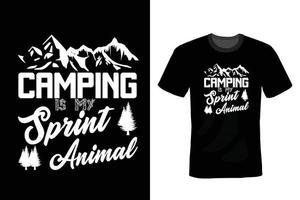 camping t-shirt ontwerp, typografie, vintage vector