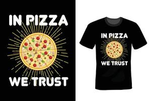 pizza t-shirt ontwerp, typografie, vintage