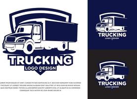 transportvrachtwagen logo-ontwerp met schild vector