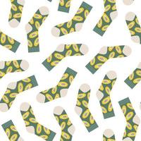 trendy minimale naadloze patroon van kleurrijke stijlvolle sokken met papaya fruit geïsoleerd op een witte achtergrond. moderne platte vectorillustratie. vector