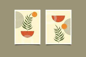 set prints boho eigentijds botanisch met minimalistische vormen vector
