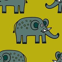 naadloze patroon met cartoon doodle olifant. inpakpapier, textiel, stof. vector