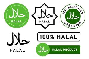 halal voedsel stempel islam moslim goedgekeurd product badge sticker ontwerp set witte achtergrond vector