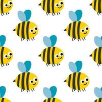naadloze patroon met cartoon happy bee. insecten inpakpapier, stof, textiel, achtergrond. vector