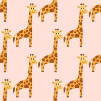 cartoon schattige giraf in vlakke stijl naadloze patroon. wilde dieren achtergrond. kinderlijke stijl. vector