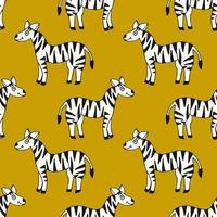 naadloze patroon met cartoon doodle lineaire zebra. vector