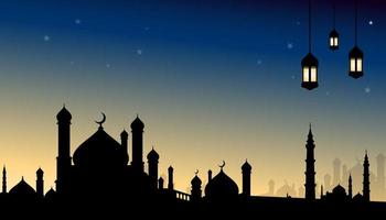 islamitische achtergrond. ramadan kareem vector. moskee silhouet ontwerp illustratie. ramadan kareem-ontwerp vergelijkbaar voor groeten, uitnodigingen, sjablonen, banners, websites of achtergrond. vector