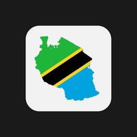 Tanzania kaart silhouet met vlag op zwarte achtergrond vector
