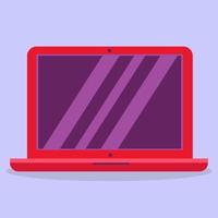 een computer laptop met een leeg scherm. platte vectorillustratie. het teken van een rode laptop.
