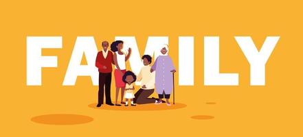 schattige familieleden in poster vector