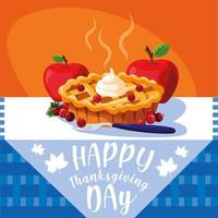 taart met appels voor thanksgiving day in tafel vector