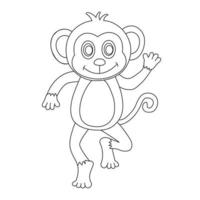 schattige kleine aap overzicht kleurplaat voor kinderen dierlijke kleurboek cartoon vectorillustratie vector