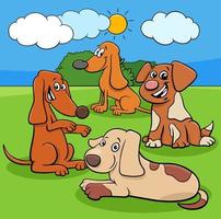 cartoon honden en puppy's grappige karakters groep vector