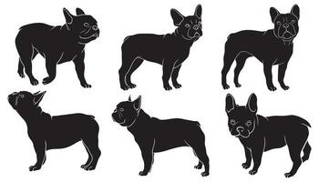 hand getekend silhouet van franse bulldog vector