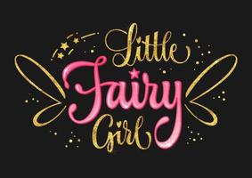 poster met tekst little fairy girl vector