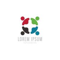 mensen verbinden logo, communicatie, familie, sociale zorg, kinderen, sport, vector symbolische tekens.