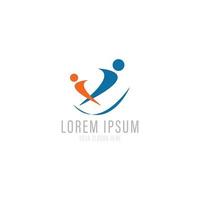 mensen verbinden logo, communicatie, familie, sociale zorg, kinderen, sport, vector symbolische tekens.