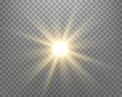 zonlicht lens flare, zonneflits met stralen en spotlight. vector