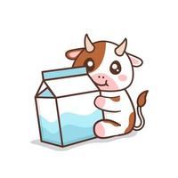 schattige koe met melk vector