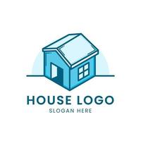blauw huis 3D-logo in wit vector