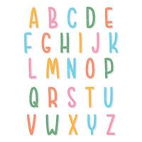 schattig kleurrijk lang lettertype en alfabet vector