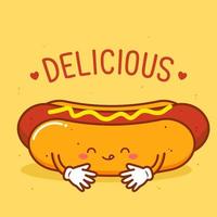 schattige hotdog met citatenillustratie vector