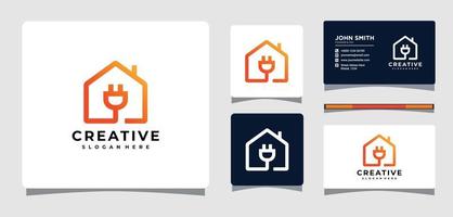 huis en elektrische plug vierkante logo-ontwerpinspiratie vector