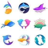 Leven in aquarium logo vector set