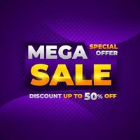 mega sale banner vector, achtergrondontwerp van speciale aanbieding verkoop promotie voor reclame vector