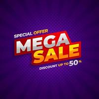 mega sale banner vector, achtergrondontwerp van speciale aanbieding verkoop promotie voor reclame vector