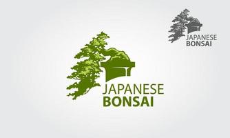 Japanse bonsai vector logo sjabloon. life-logo dat de kracht van een bonsaiboom illustreert. dit concept zou kunnen worden gebruikt voor recycling, milieuverenigingen, landschapsbedrijven.