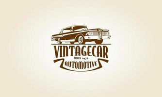 vintage auto vector logo sjabloon met de afbeelding van de retro klassieke auto voor uw bedrijf.