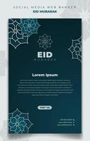 webbannersjabloonontwerp op portretachtergrond met voor eid mubarak-vieringsdag vector