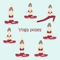 Fitness vrouw zitten in yoga houding vector