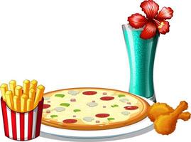 fast food pizza en frietjes vector