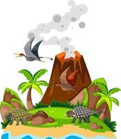 scène met dinosaurussen ankylosaurus op het eiland vector