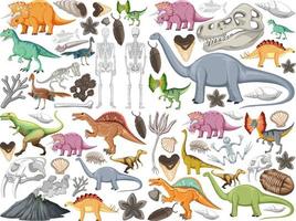 set van verschillende prehistorische dinosaurusdieren vector