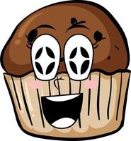 cupcake met blij gezicht vector