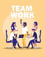 zakenmensen teamwerk op de werkplek vector