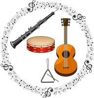 muziekinstrument met muziek melodie symbool cartoon vector