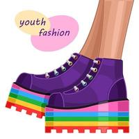 regenboog vrouwen sneakers op hoog platform cartoon geïsoleerde witte achtergrond vector