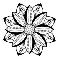 cirkelvormig patroon in de vorm van mandala voor henna, mehndi, tatoeage, decoratie. decoratief ornament in etnische oosterse stijl. kleurboek pagina. vector