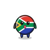 de verbaasde uitdrukking van de cartoon met de vlag van Zuid-Afrika vector