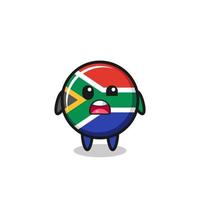 het geschokte gezicht van de schattige mascotte van de vlag van Zuid-Afrika vector