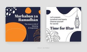 ramadan social media postontwerp. een goede sjabloon voor adverteren op sociale media. perfect voor posts op sociale media, achtergrond- en webbanner-internetadvertenties. vector