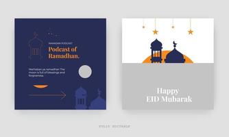 ramadan social media postontwerp. een goede sjabloon voor adverteren op sociale media. perfect voor posts op sociale media, achtergrond- en webbanner-internetadvertenties. vector