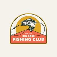 hand getekend vintage visclub logo label vector