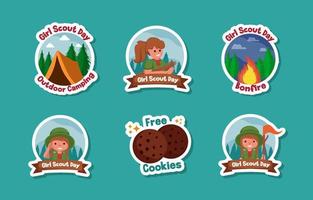 girl scout day stickerset collectie vector