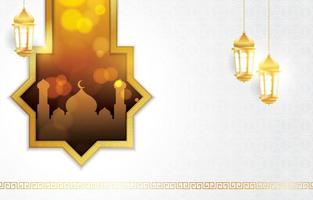 eid mubarak decoratieve achtergrond in witte en gouden kleur vector